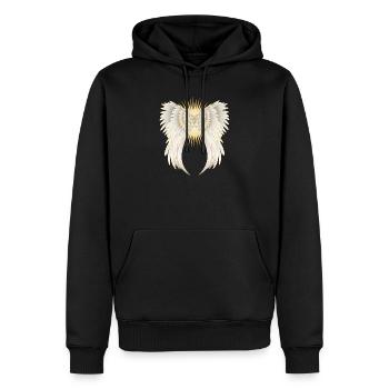 ailes d'ange en or blanc avec étoile brillante - Sweat à capuche Premium bio Homme - noir - Devant - Nico (187cm)
