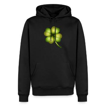 trèfle à quatre feuilles dans des tons verts brillants - Sweat à capuche Premium bio Homme - noir - Devant - Nico (187cm)