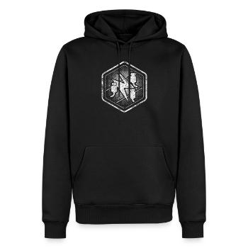 Signes de corporation Électricien Hexagone dans le look used - Sweat à capuche Premium bio Homme - noir - Devant - Nico (187cm)