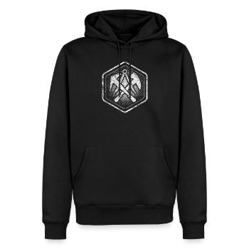 Signes de corporation Couvreur Hexagone dans le look used - Sweat à capuche Premium bio Homme - noir - Devant - Nico (187cm)