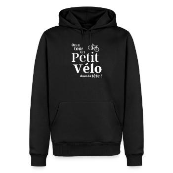 cyclisme, cyclisme sport, cyclisme humour - Sweat à capuche Premium bio Homme - noir - Devant - Nico (187cm)