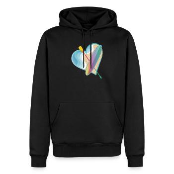 Stand up paddle avec beaucoup de cœur sur la plage - Sweat à capuche Premium bio Homme - noir - Devant - Nico (187cm)