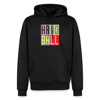 Design Handball - Sweat à capuche Premium bio Homme - noir - Devant - Nico (187cm)