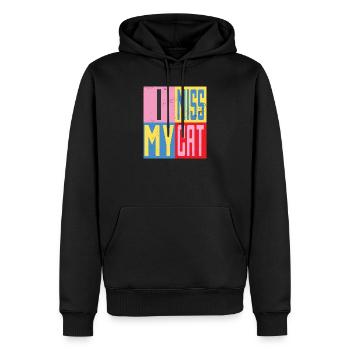 Mon chat me manque - Sweat à capuche Premium bio Homme - noir - Devant - Nico (187cm)