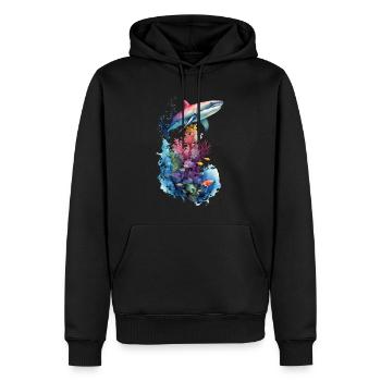 Paysage océanique des requins - Sweat à capuche Premium bio Homme - noir - Devant - Nico (187cm)