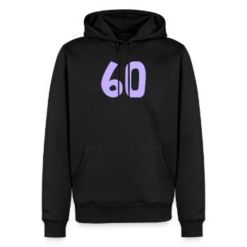 60. 60 ANS. 60e ANNIVERSAIRE. ANNIVERSAIRE 60 ANS. - Sweat à capuche Premium bio Homme - noir - Devant - Nico (187cm)