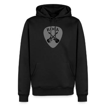 T Shirt rock mediator guitares electriques croisée - Sweat à capuche Premium bio Homme - noir - Devant - Nico (187cm)