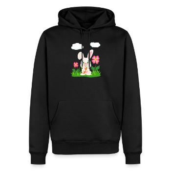 Lapin mignon avec lapin de carotte lapin lapin lapin de Pâques - Sweat à capuche Premium bio Homme - noir - Devant - Nico (187cm)