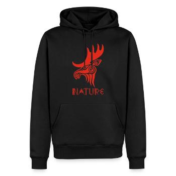 élan rouge animal totem - Sweat à capuche Premium bio Homme - noir - Devant - Nico (187cm)