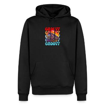 Groovy Psychedelischer Bus - Männer Premium Bio Hoodie - Schwarz - Vorne - Nico (187cm)