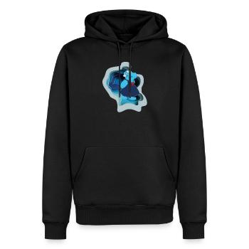 Ours bleu avec motif cœur en papier - Sweat à capuche Premium bio Homme - noir - Devant - Nico (187cm)