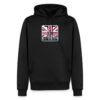 Londres vous appelle - Sweat à capuche Premium bio Homme - noir - Devant - Nico (187cm)