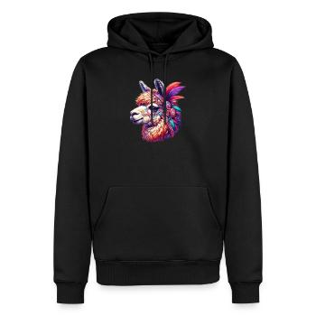 Alpaga - Sweat à capuche Premium bio Homme - noir - Devant - Nico (187cm)