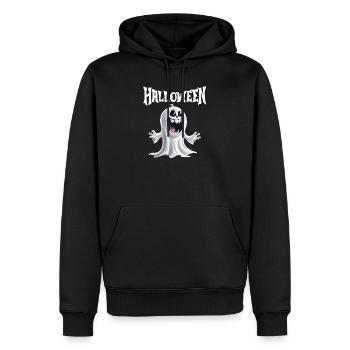 halloween, fantôme, fêter halloween - Sweat à capuche Premium bio Homme - noir - Devant - Nico (187cm)