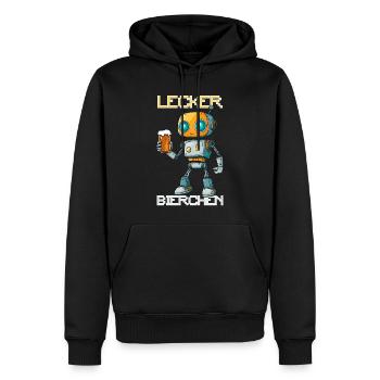 Lecker Bierchen X Roboter mit Bier lustiges - Männer Premium Bio Hoodie - Schwarz - Vorne - Nico (187cm)