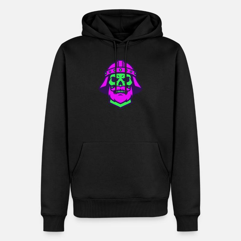 Skull Warrior Pop Art - Männer Premium Bio Hoodie - Schwarz