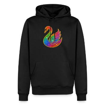 Regenbogen Glitzer Schwan Mutter - Männer Premium Bio Hoodie - Schwarz - Vorne - Nico (187cm)