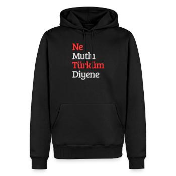 Design de la dinde - Sweat à capuche Premium bio Homme - noir - Devant - Nico (187cm)