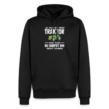 Ja das ist mein Traktor Du darfst nicht fahren - Männer Premium Bio Hoodie - Schwarz - Vorne - Nico (187cm)