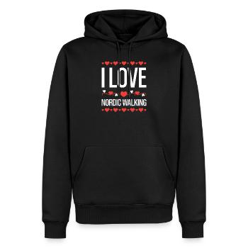 J’adore la marche nordique - Sweat à capuche Premium bio Homme - noir - Devant - Nico (187cm)