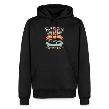 Vor 65 Jahren hergestellt Originale Teile - Männer Premium Bio Hoodie - Schwarz - Vorne - Nico (187cm)