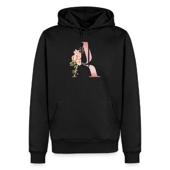 Monogramm Ein Pastellblume - Männer Premium Bio Hoodie - Schwarz - Vorne - Nico (187cm)