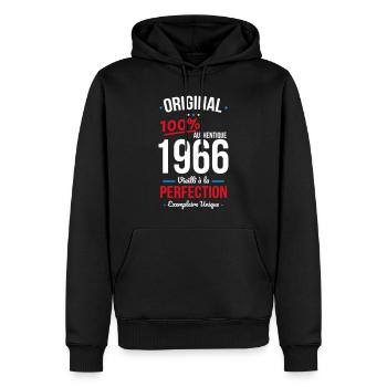 1966 – Original – Exemplaire unique - Sweat à capuche Premium bio Homme - noir - Devant - Nico (187cm)