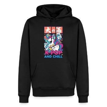 Anime de musique coréenne licorne mignonne et chill - Sweat à capuche Premium bio Homme - noir - Devant - Nico (187cm)