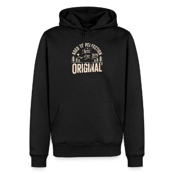 avril 1979 – Légende des sommets et montagnes - Sweat à capuche Premium bio Homme - noir - Devant - Nico (187cm)