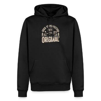 April 1974 – Legende der Gipfel und Berge - Männer Premium Bio Hoodie - Schwarz - Vorne - Nico (187cm)