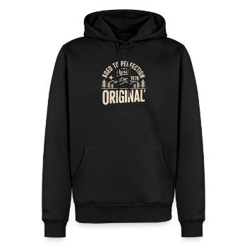 avril 1976 – Légende des sommets et montagnes - Sweat à capuche Premium bio Homme - noir - Devant - Nico (187cm)