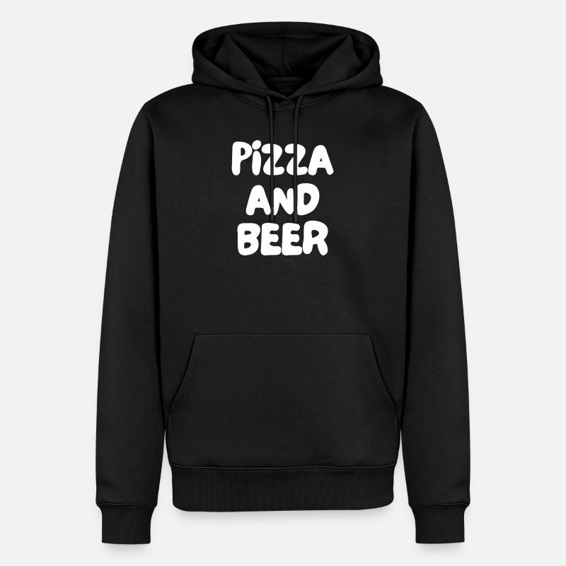 Pizza und Bier - Männer Premium Bio Hoodie - Schwarz