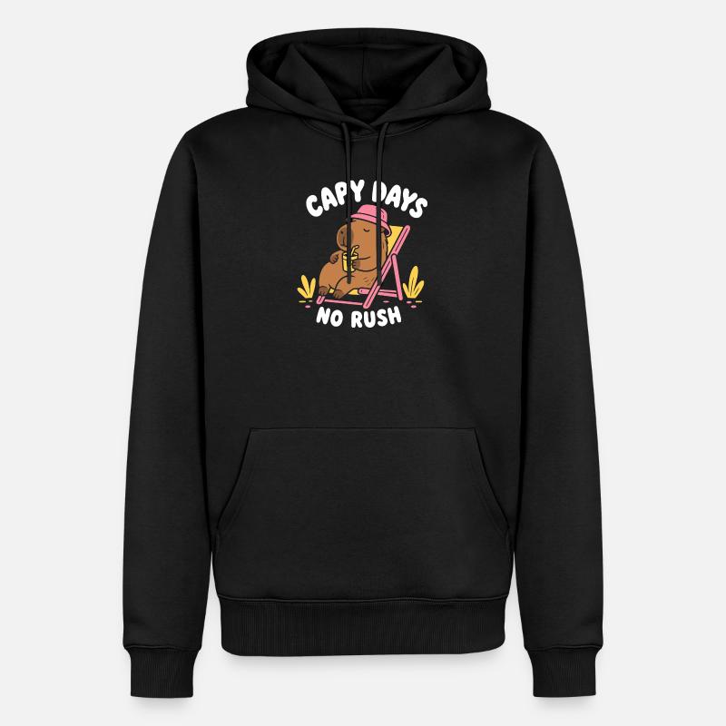Capy Days No Rush Capybara - Männer Premium Bio Hoodie - Schwarz