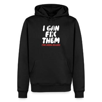 Je peux les réparer, citation de tueur en série - Sweat à capuche Premium bio Homme - noir - Devant - Nico (187cm)
