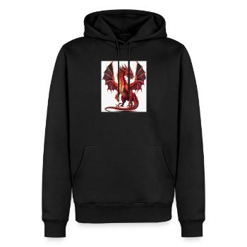 Fire Red Dragon Watercolor - Men’s Premium Organic Hoodie - black - Front - Nico (187cm)