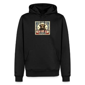 Highland Cow Scotland Vintage-Briefmarke - Männer Premium Bio Hoodie - Schwarz - Vorne - Nico (187cm)