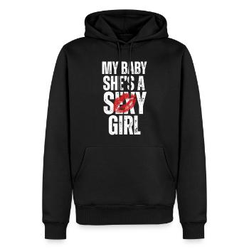 Mein Baby Sie ist ein sexy Mädchen - Männer Premium Bio Hoodie - Schwarz - Vorne - Nico (187cm)