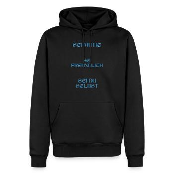 Sei mutig, sei freundlich, sei du selbst. - Männer Premium Bio Hoodie - Schwarz - Vorne - Nico (187cm)