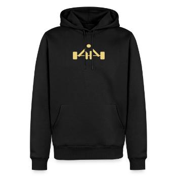 _weight_01 - Männer Premium Bio Hoodie - Schwarz - Vorne - Nico (187cm)