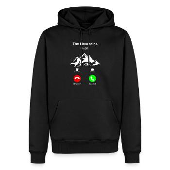 The Mountains Mobile 3 Die Berge rufen an - Männer Premium Bio Hoodie - Schwarz - Vorne - Nico (187cm)