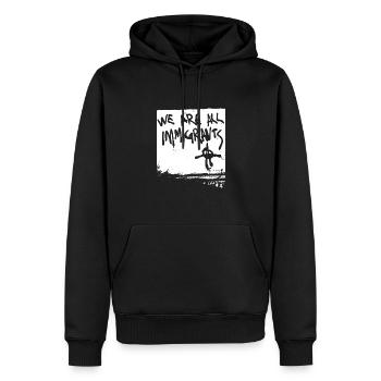 immigrés immigrés Réfugiés Terriens - Sweat à capuche Premium bio Homme - noir - Devant - Nico (187cm)