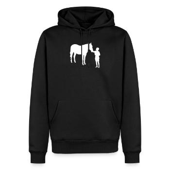 Pferd und Junge Silhouette - Männer Premium Bio Hoodie - Schwarz - Vorne - Nico (187cm)