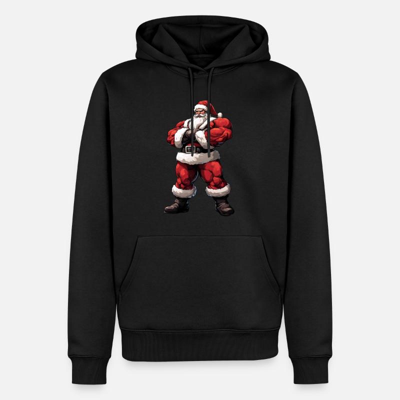 Weihnachtsmann Bodybuilder - Männer Premium Bio Hoodie - Schwarz