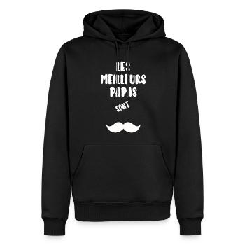 Les meilleurs papa sont moustachus - Sweat à capuche Premium bio Homme - noir - Devant - Nico (187cm)