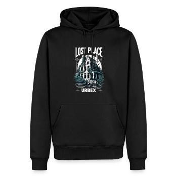 Urbex-Mystik - Männer Premium Bio Hoodie - Schwarz - Vorne - Nico (187cm)