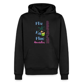 Flic en Flac beach - Sweat à capuche Premium bio Homme - noir - Devant - Nico (187cm)