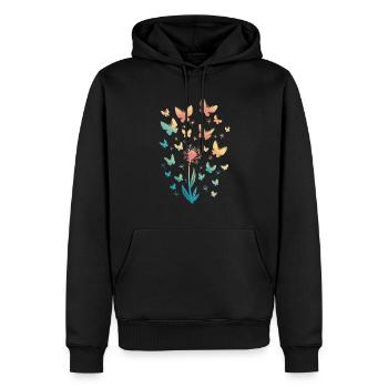 Papillons Aquarelle - Sweat à capuche Premium bio Homme - noir - Devant - Nico (187cm)