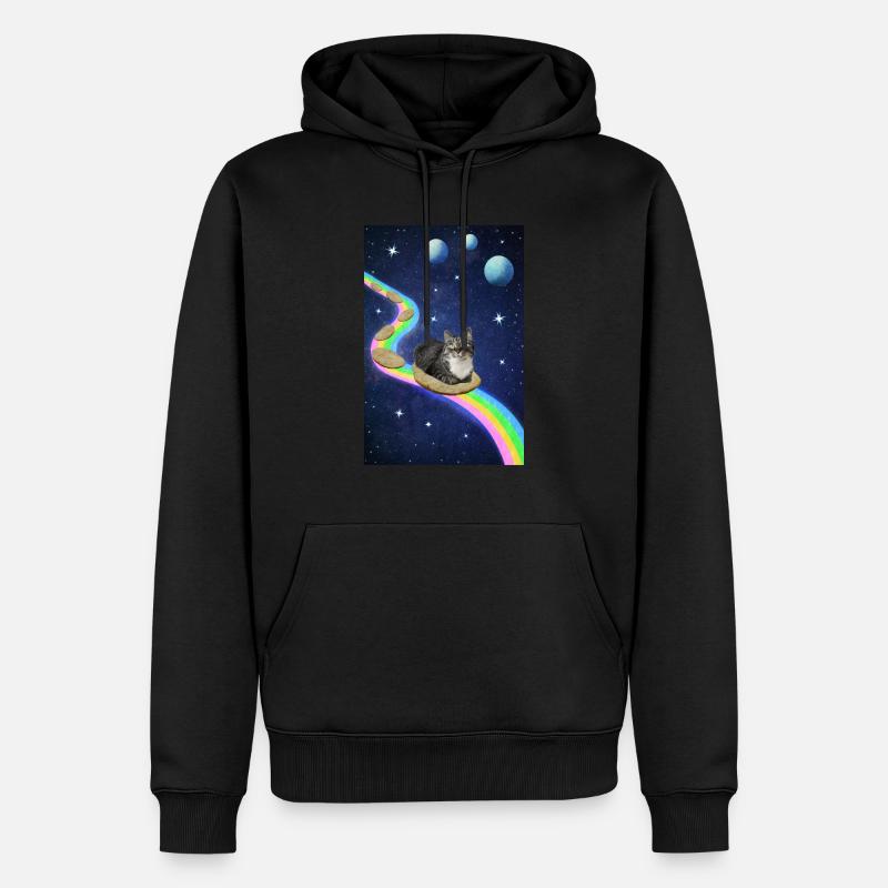 Chat mignon dans l’espace - Sweat à capuche Premium bio Homme - noir