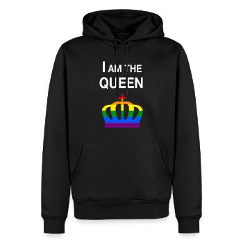 Iam The Queen - Sweat à capuche Premium bio Homme - noir - Devant - Nico (187cm)