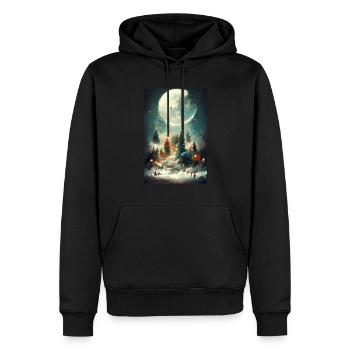 Noël 24 - Sweat à capuche Premium bio Homme - noir - Devant - Nico (187cm)